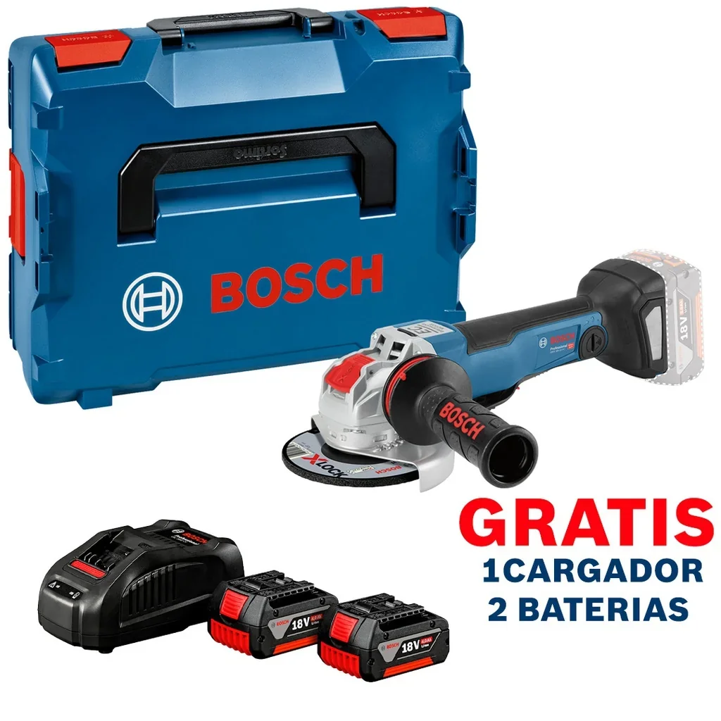 Amoladora BOSCH 18 V 5" GWX 18V-10 PC X-LOCK / BARETOOL / GRATIS 2 BATERÍAS + 1 CARGADOR en Guatemala