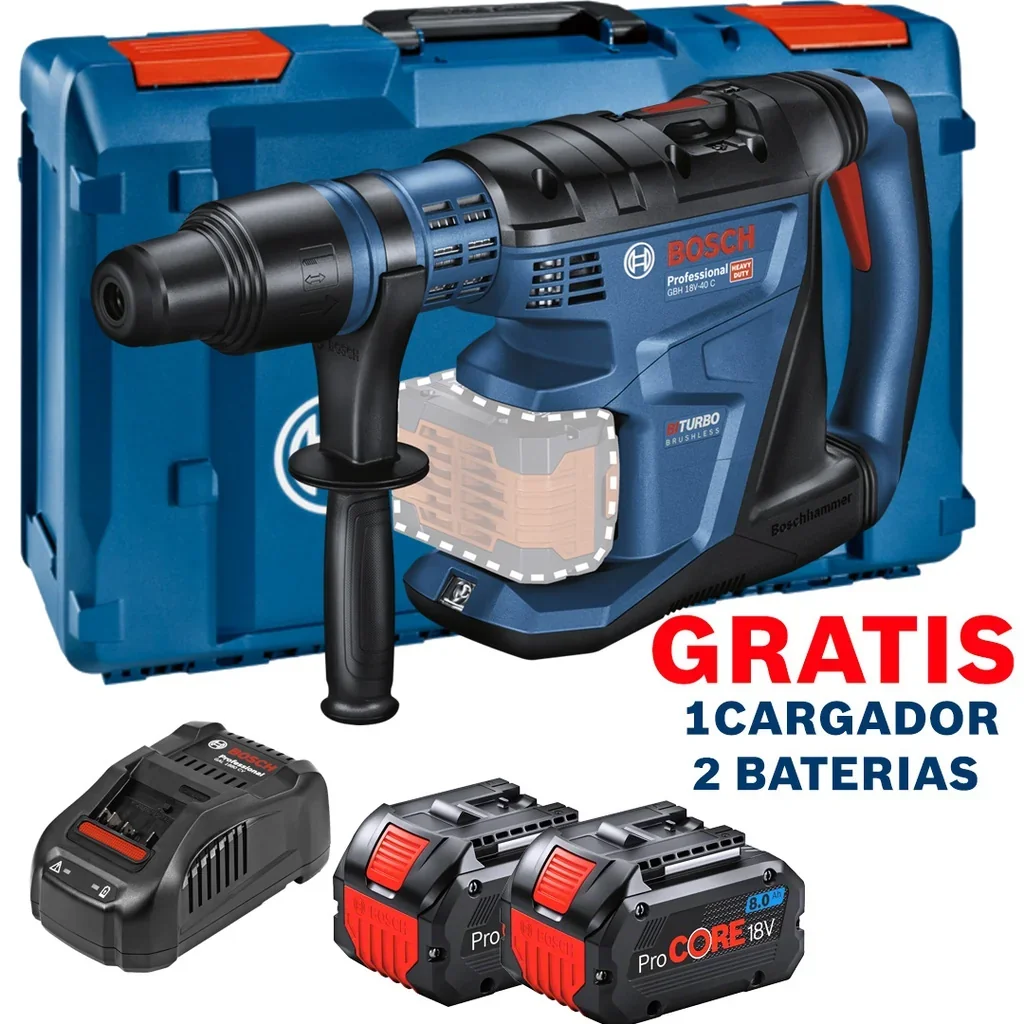 Martillo perforador BOSCH 18 V GBH 18V-40 C 9 J BITURBO / BARETOOL / GRATIS 2 BATERÍAS + 1 CARGADOR en Guatemala