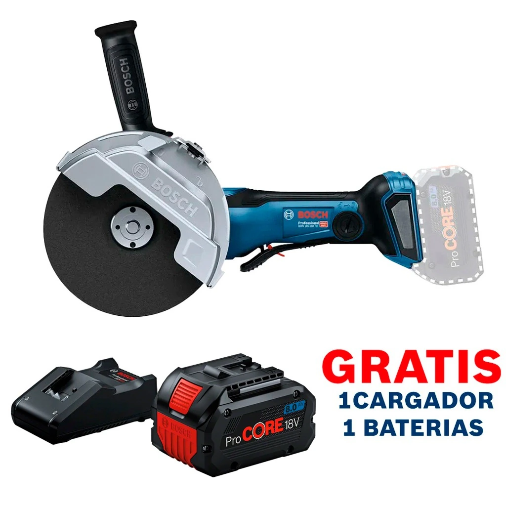 Amoladora BOSCH 18 V 7" GWS 18V-180 PC BITURBO / BARETOOL / GRATIS 1 BATERÍA + 1 CARGADOR en Guatemala