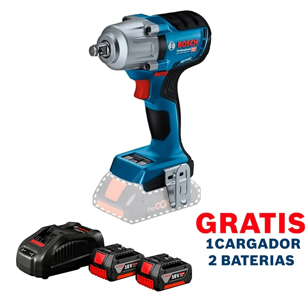 Llave de impacto BOSCH 18 V 1/2" GDS 18V-450 PC 450 Nm / BARETOOL / GRATIS 2 BATERÍAS + 1 CARGADOR en Guatemala