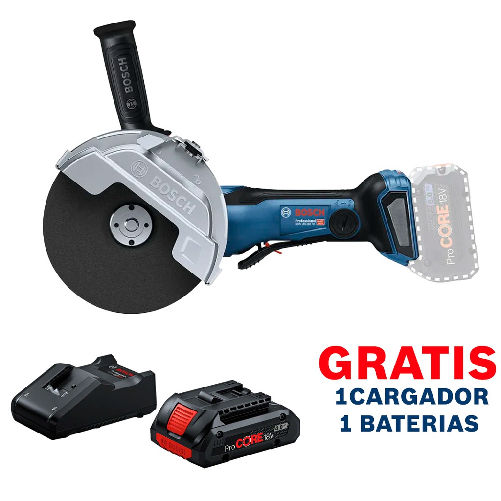 GWS 18V-180 PC BOSCH - Construherramientas Guatemala Amoladora BOSCH 18 V 7" GWS 18V-180 PC BITURBO / BARETOOL / GRATIS 1 BATERÍA + 1 CARGADOR en Guatemala