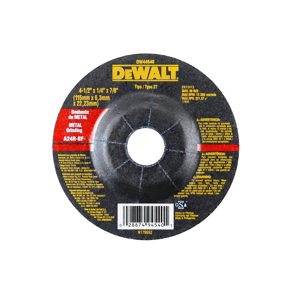 DISCO ABRASIVO 4 1/2" DEWALT