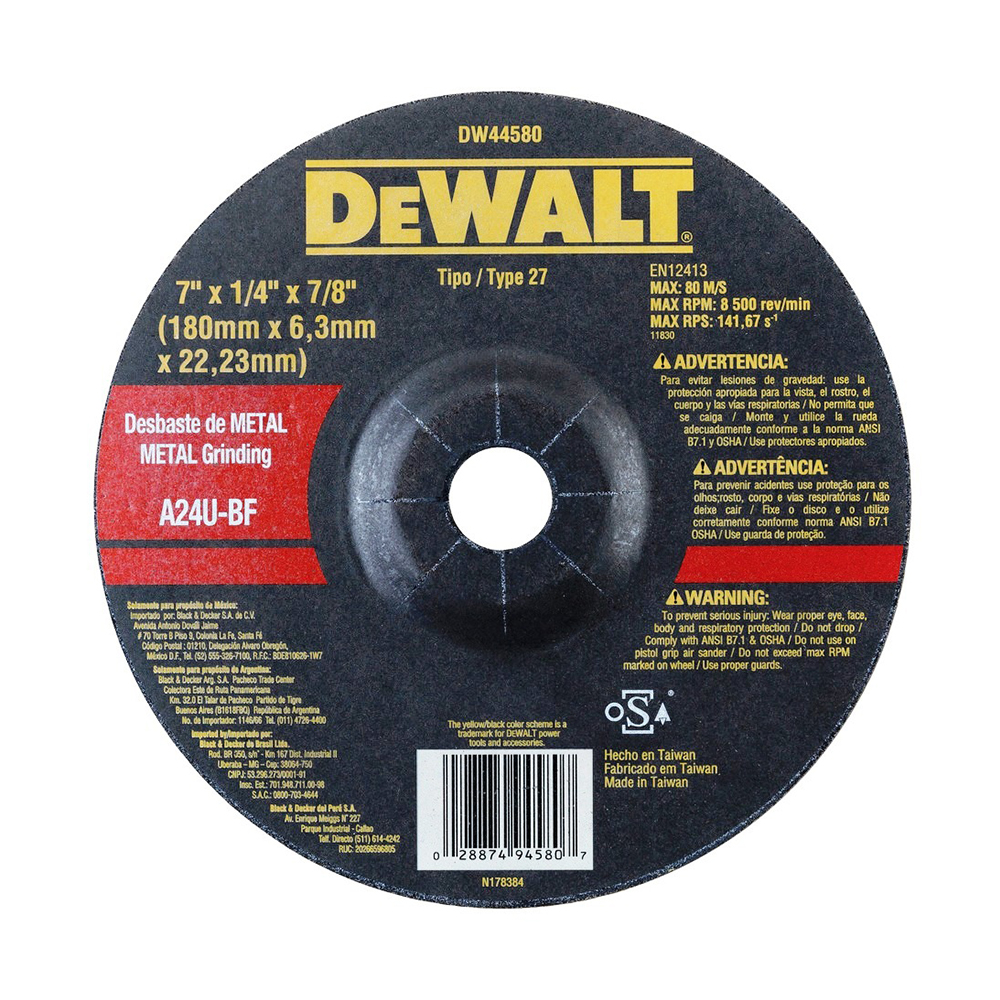 DISCO ABRASIVO 7" DEWALT