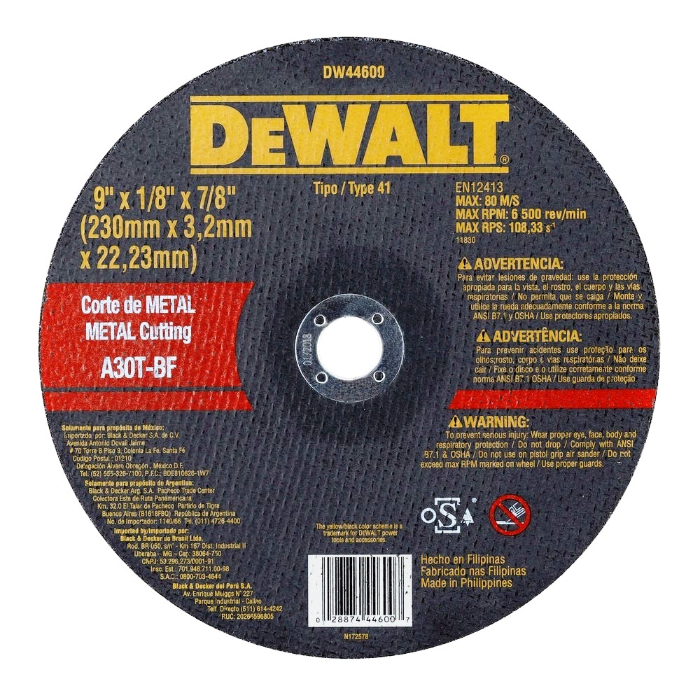 DISCO ABRASIVO 9" DEWALT