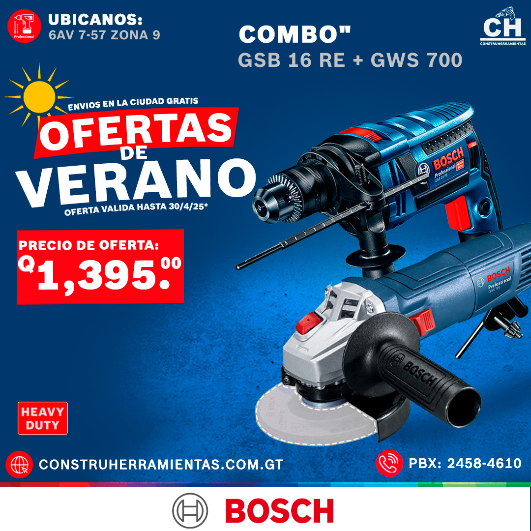 Taladro GSB 16 RE + GWS 700 BOSCH GUATEMALA