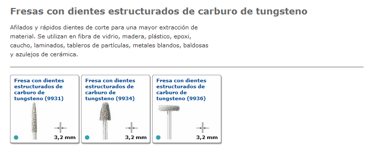 Fresas Tungsteno Estructurado